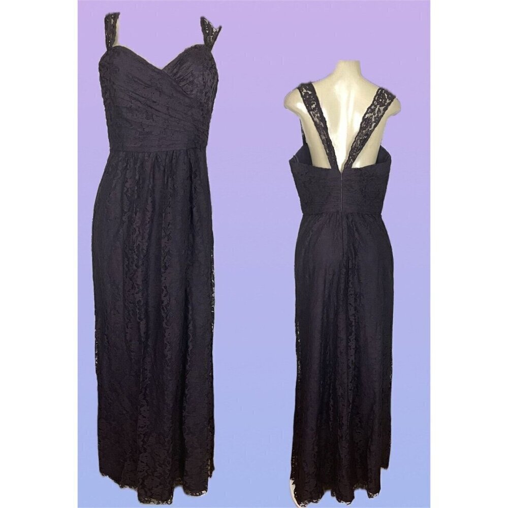 Amsale 12 Purple Raisin Lace Lined Sweetheart Neckline Zip Back Lace Straps Gown